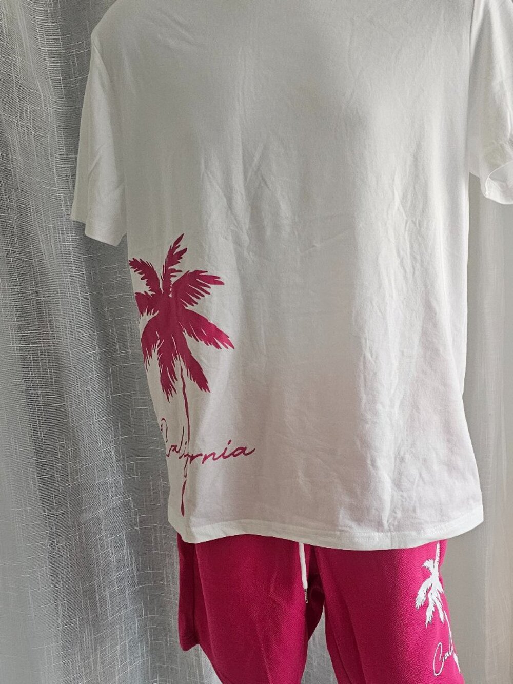 Men's Tropical Print Tee & Drawstring Waist Shorts Set Size M NEW